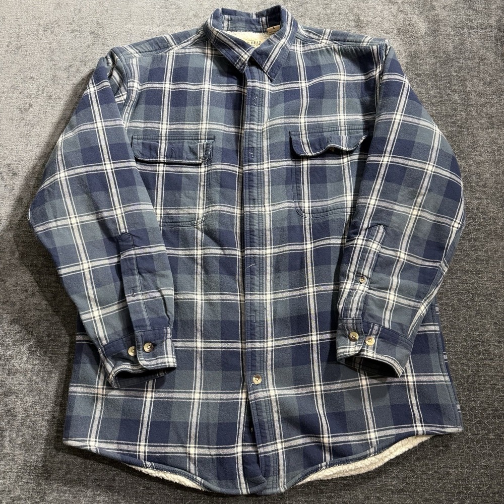 Red Head Brand Co.‎ Men's Sherpa Lined Shacket Blue And WhiteFlannel Size Large